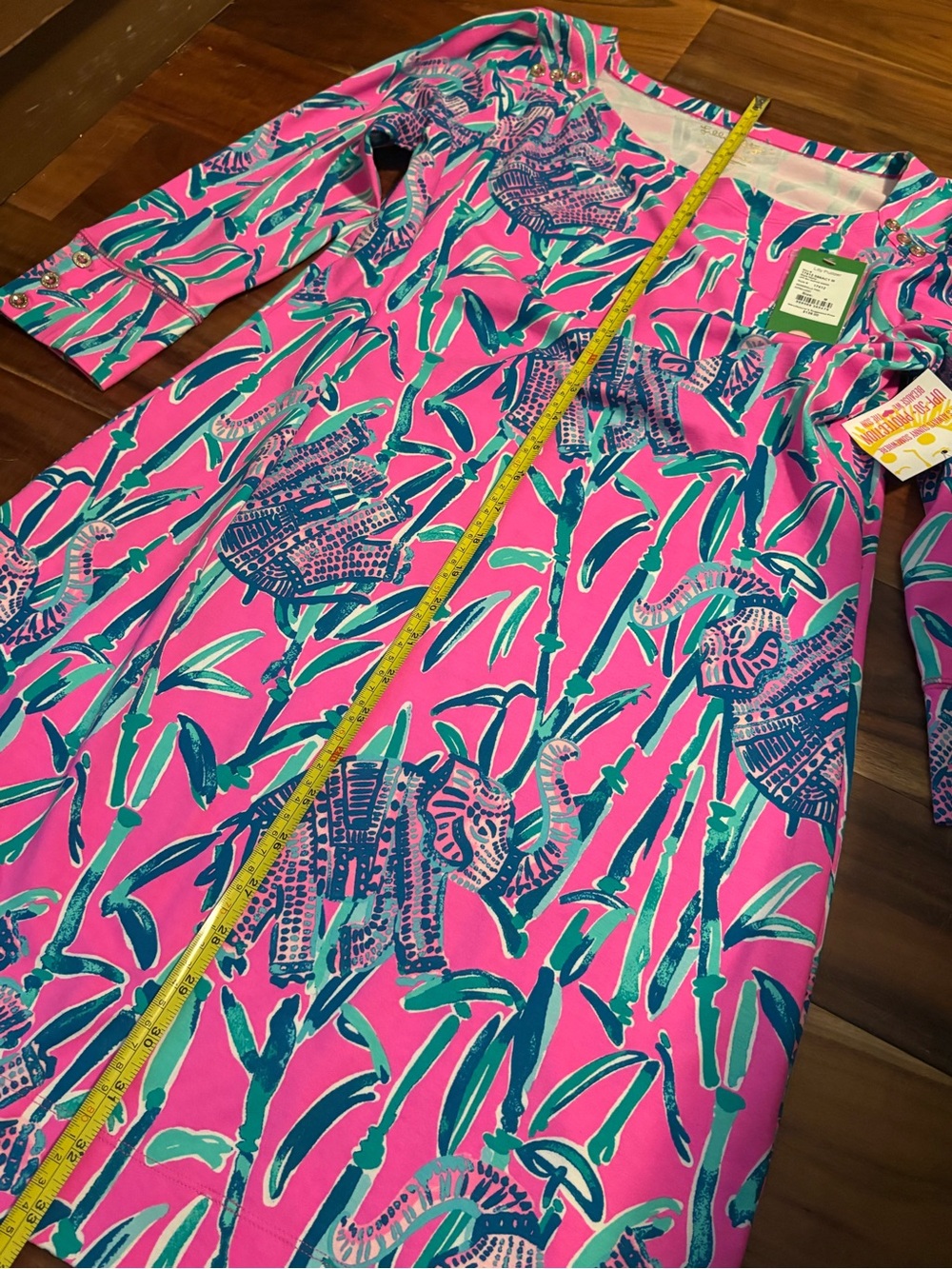 NWT Lilly Pulitzer Sophie Dress Pink Elephant Bamboo Print UPF 50+ Size M (0832) - Picture 3 of 10